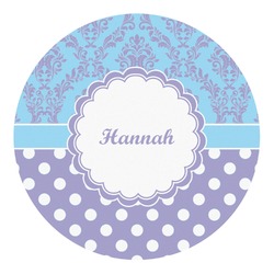 Purple Damask & Dots Round Decal (Personalized)