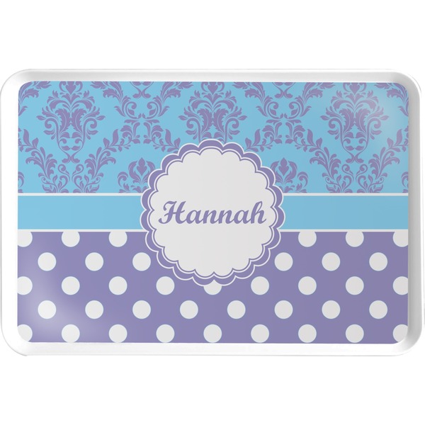 Custom Purple Damask & Dots Serving Tray (Personalized)