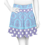 Purple Damask & Dots Skater Skirt - Large