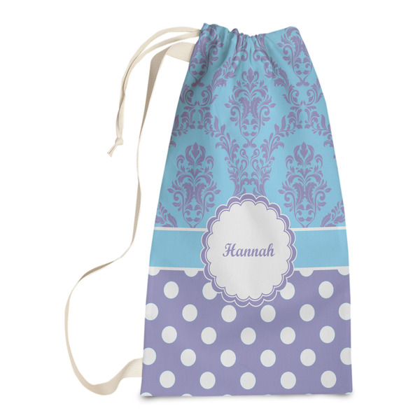 Custom Purple Damask & Dots Laundry Bags - Small (Personalized)