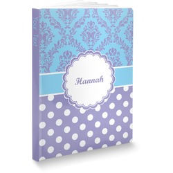 Purple Damask & Dots Softbound Notebook - 7.25" x 10" (Personalized)