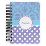 Purple Damask & Dots Spiral Notebook - 5x7 w/ Name or Text