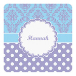 Purple Damask & Dots Square Decal - Small (Personalized)