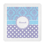 Purple Damask & Dots Standard Decorative Napkins (Personalized)