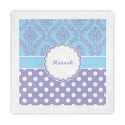 Purple Damask & Dots Standard Decorative Napkins (Personalized)