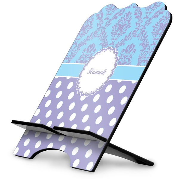 Custom Purple Damask & Dots Stylized Tablet Stand (Personalized)