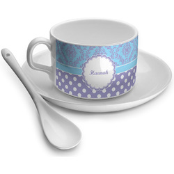 Purple Damask & Dots Tea Cup - Single (Personalized)