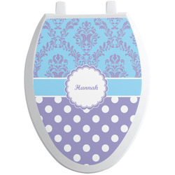 Purple Damask & Dots Toilet Seat Decal - Elongated (Personalized)