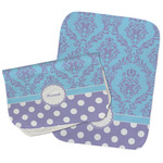 Purple Damask & Dots Burp Cloths - Fleece - Set of 2 w/ Name or Text