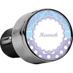Purple Damask & Dots USB Car Charger (Personalized)