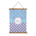 Purple Damask & Dots Wall Hanging Tapestry - Tall (Personalized)