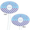 Purple Damask & Dots White Plastic 7" Stir Stick - Double Sided - Oval - Front & Back