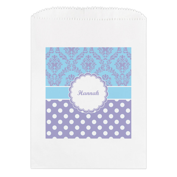 Custom Purple Damask & Dots Treat Bag (Personalized)