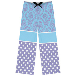 Purple Damask & Dots Womens Pajama Pants - 2XL