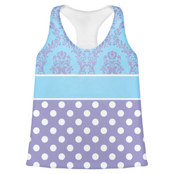 Purple Damask & Dots Womens Racerback Tank Top - X Large