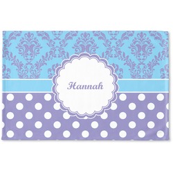 Purple Damask & Dots Woven Mat (Personalized)