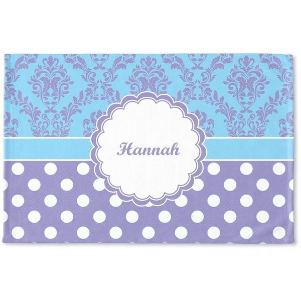 Custom Purple Damask & Dots Woven Mat (Personalized)