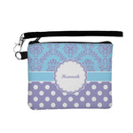 Purple Damask & Dots Wristlet ID Case w/ Name or Text