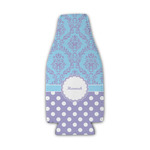 Purple Damask & Dots Zipper Bottle Cooler (Personalized)