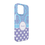 Purple Damask & Dots iPhone Case - Plastic - iPhone 13 (Personalized)