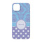 Purple Damask & Dots iPhone 14 Case - Back