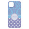 Purple Damask & Dots iPhone 14 Plus Case - Back