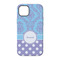 Purple Damask & Dots iPhone 14 Pro Tough Case - Back