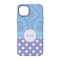 Purple Damask & Dots iPhone 14 Tough Case - Back