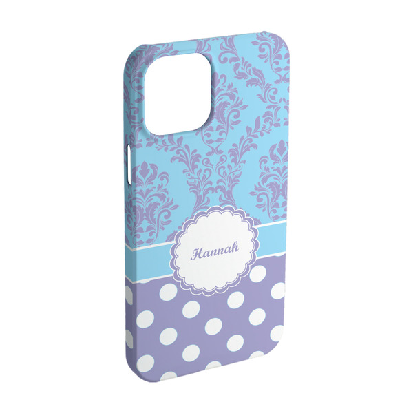 Custom Purple Damask & Dots iPhone Case - Plastic - iPhone 15 (Personalized)