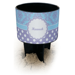 Purple Damask & Dots Black Beach Spiker Drink Holder (Personalized)