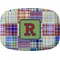 Blue Madras Plaid Print Melamine Platter (Personalized)