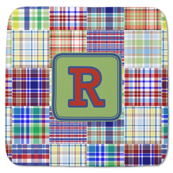 Blue Madras Plaid Print Memory Foam Bath Mat - 48"x48" (Personalized)