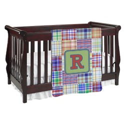 Blue Madras Plaid Print Baby Blanket (Personalized)