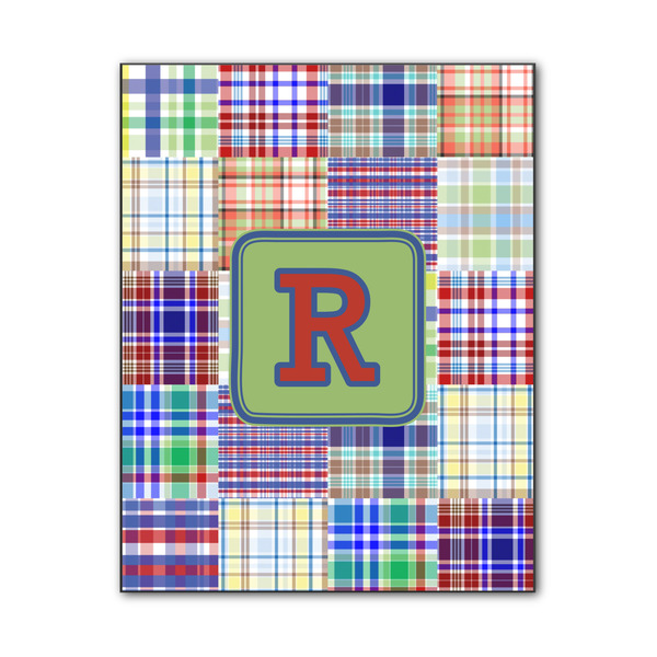 Custom Blue Madras Plaid Print Wood Print - 11x14 (Personalized)