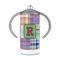 Blue Madras Plaid Print 12 oz Stainless Steel Sippy Cups - FRONT