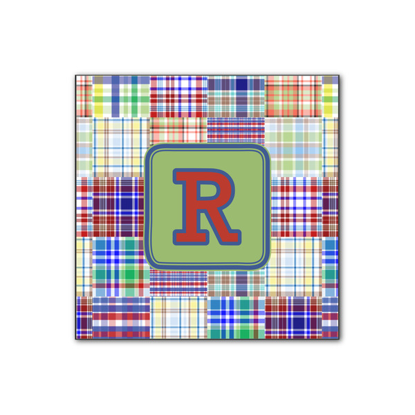 Custom Blue Madras Plaid Print Wood Print - 12x12 (Personalized)