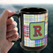 Blue Madras Plaid Print 15oz. Black Mug - LIFESTYLE