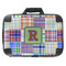 Blue Madras Plaid Print 18" Laptop Briefcase - FRONT