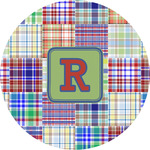 Blue Madras Plaid Print Multipurpose Round Labels - 2" (Personalized)