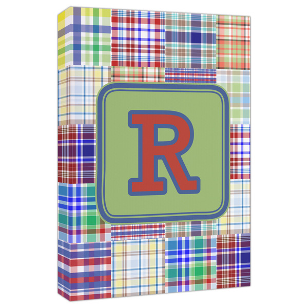 Custom Blue Madras Plaid Print Canvas Print - 20x30 (Personalized)