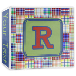 Blue Madras Plaid Print 3-Ring Binder - 3 inch (Personalized)