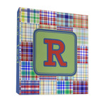 Blue Madras Plaid Print 3 Ring Binder - Full Wrap - 1" (Personalized)