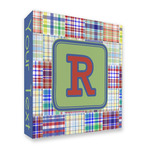 Blue Madras Plaid Print 3 Ring Binder - Full Wrap - 2" (Personalized)