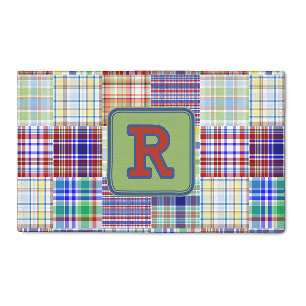 Custom Blue Madras Plaid Print 3' x 5' Patio Rug (Personalized)