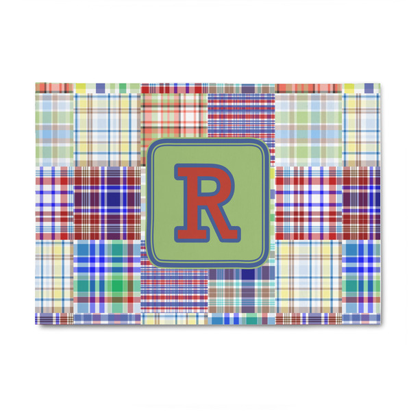 Custom Blue Madras Plaid Print 4' x 6' Indoor Area Rug (Personalized)