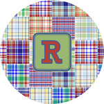 Blue Madras Plaid Print Multipurpose Round Labels - 5" (Personalized)