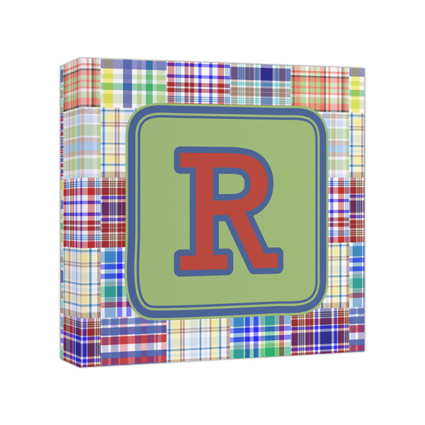 Custom Blue Madras Plaid Print Canvas Print - 8x8 (Personalized)