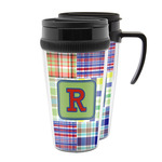 Blue Madras Plaid Print Acrylic Travel Mug (Personalized)