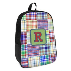 Blue Madras Plaid Print Kids Backpack (Personalized)