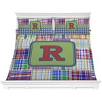 Blue Madras Plaid Print Comforter Set - King (Personalized)